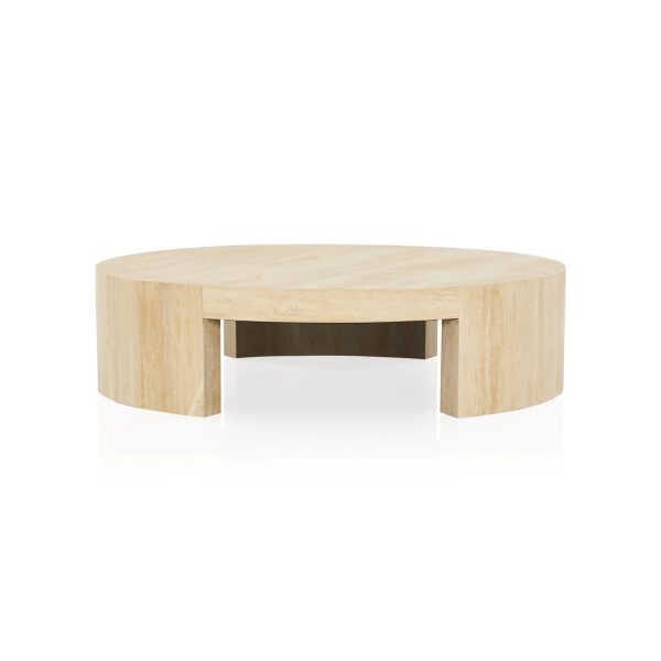 Veneta Round Carrara Marble Coffee Table Living Room Wood Center Tea Table - Image 7
