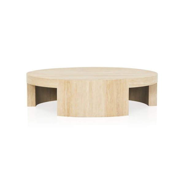 Veneta Round Carrara Marble Coffee Table Living Room Wood Center Tea Table - Image 8