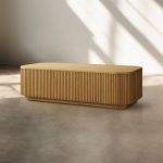 Finnley Solid Wood Coffee Table Rustic Sofa Center Tea Table with Reeded Design - Image 6