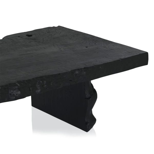 Nobu Wood Rectangular Coffee Table Sofa Center Tea Table Burnt Noir Finish - Image 5