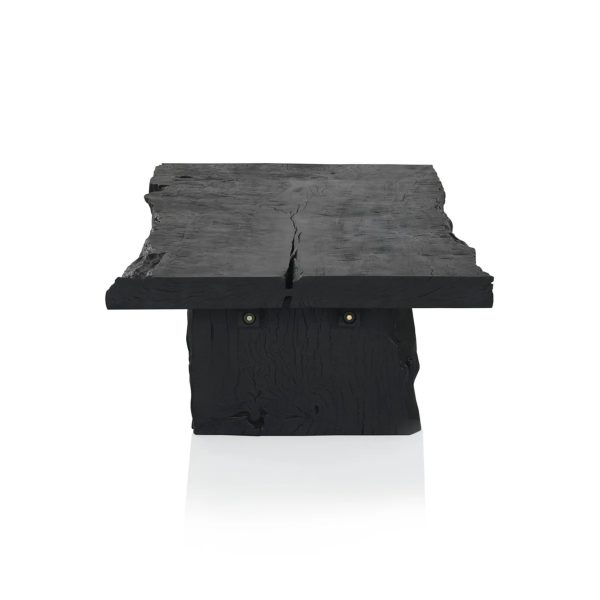 Nobu Wood Rectangular Coffee Table Sofa Center Tea Table Burnt Noir Finish - Image 3