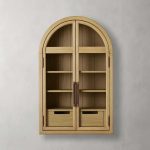 Hattie Medi Century  Style Wall Mounted Storage Cabinet Wood Arched Drawers Cabinet - Image 7