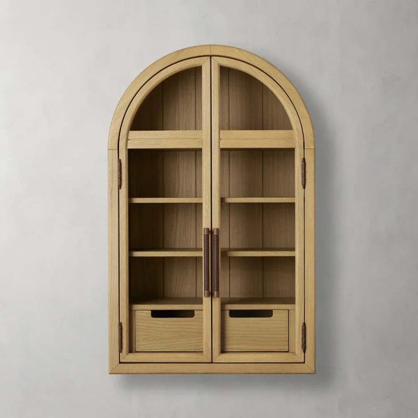 Hattie Medi Century  Style Wall Mounted Storage Cabinet Wood Arched Drawers Cabinet - Image 7