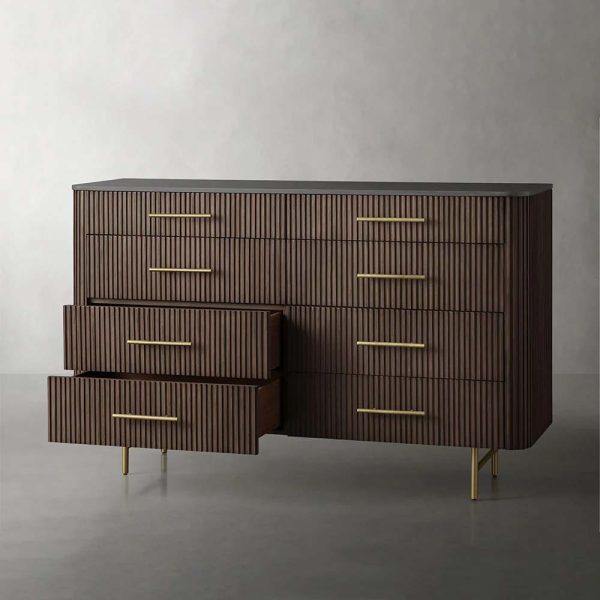 Finnley Wood Eight-Drawer Dresser with Marble or Bluestone Top Rural Chest Of 8 Drawers Cabinet - Image 14