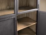 Hattie Glass Tall Display Cabinet Oak Wood Living Room Storage Cabinet - Image 4