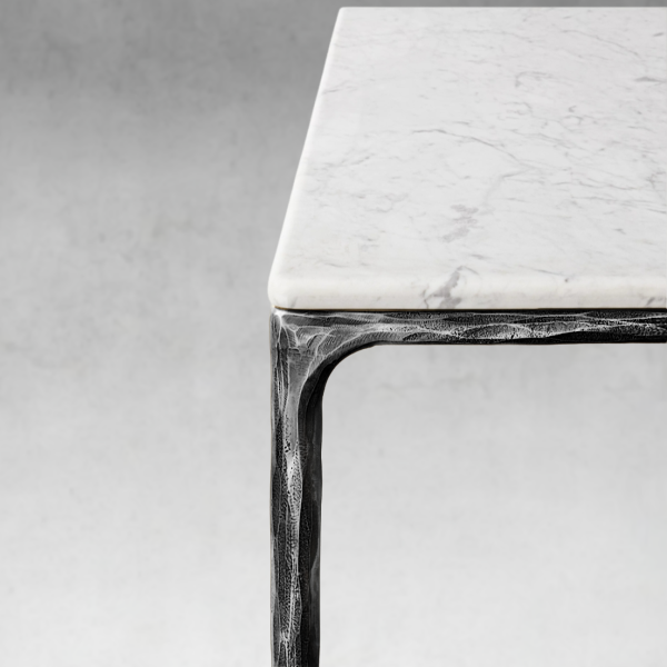 Thaddeus Metal Marble Rectangular Dining Table Hand-Forged Kitchen Table - Image 8