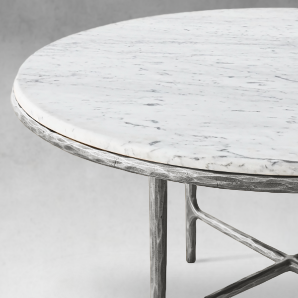 Thaddeus Metal Marble Round Dining Table Hand-Forged Kitchen Table - Image 11