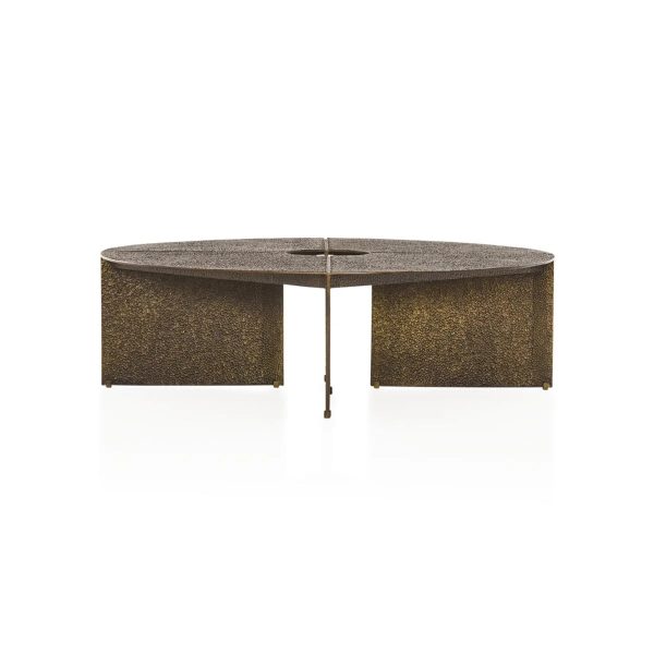 Bowie Hammered Cast Coffee Table Aluminum Sofa Center Tea Table in Antiqued Bronze - Image 4