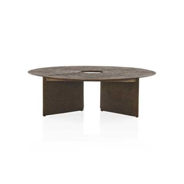Bowie Hammered Cast Coffee Table Aluminum Sofa Center Tea Table in Antiqued Bronze - Image 5