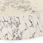 Veneta Round Carrara Marble Coffee Table Living Room Wood Center Tea Table - Image 5