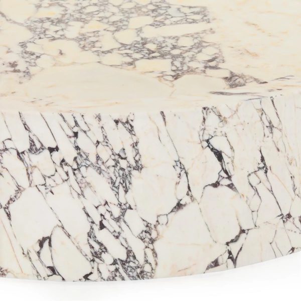 Veneta Round Carrara Marble Coffee Table Living Room Wood Center Tea Table - Image 5