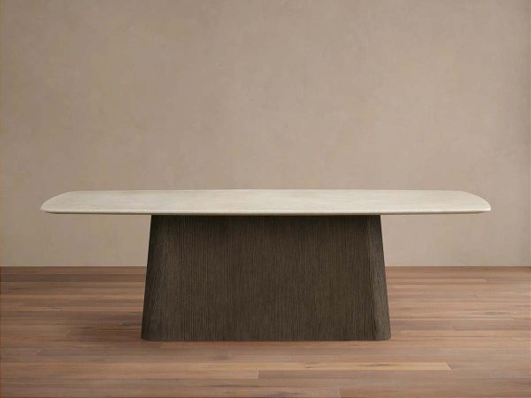 Saint Germain Stone Dining Table with Natural Stone Marble Wood Toulouse Base - Image 8