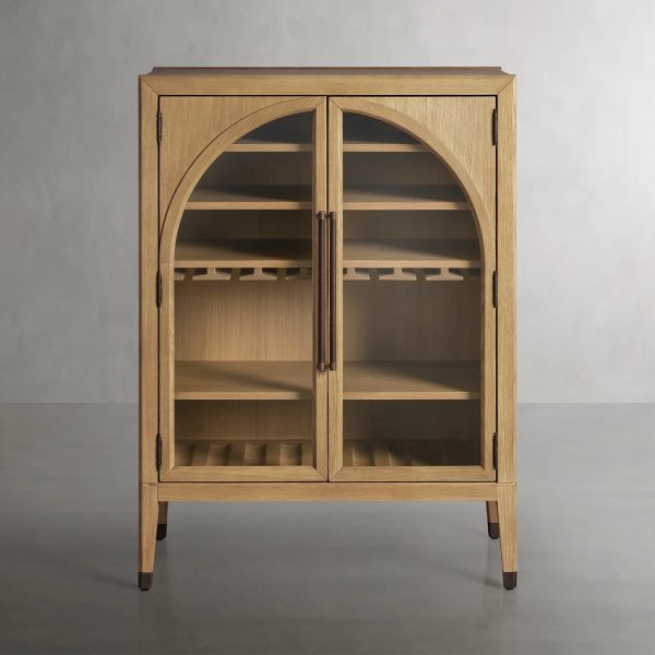 Hattie Wood Low Bar Cabinet Mid-century Modern Oak Wine cabinet - Image 7