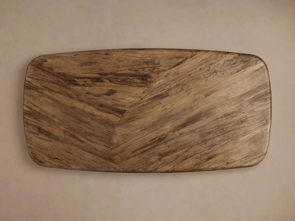 San Rafael Dining Table with Parquetry Top Hand-Aged Natural Primavera Wood - Image 4