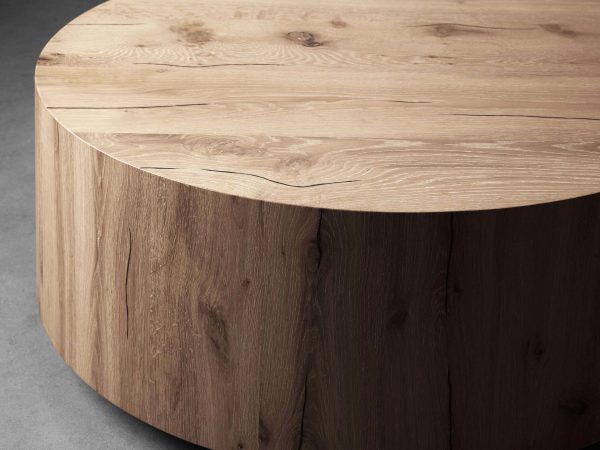 Sullivan Wood Round Coffee Table Oak Sofa Center Tea Table - Image 2
