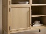 Hattie Glass Tall Display Cabinet Oak Wood Living Room Storage Cabinet - Image 7