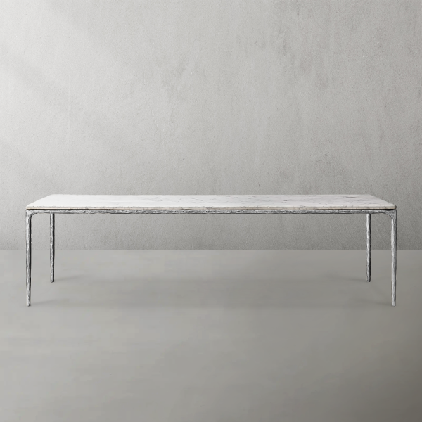 Thaddeus Metal Marble Rectangular Dining Table Hand-Forged Kitchen Table - Image 22