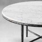 Thaddeus Metal Marble Round Dining Table Hand-Forged Kitchen Table - Image 8