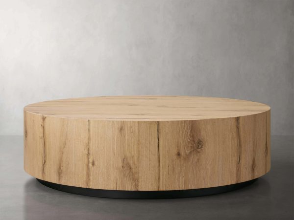 Sullivan Wood Round Coffee Table Oak Sofa Center Tea Table - Image 5