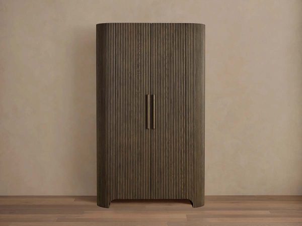 Astor Reeded Oak Tall Cabinet Living Room Bedroom Wood Storage Cabinet - Image 2