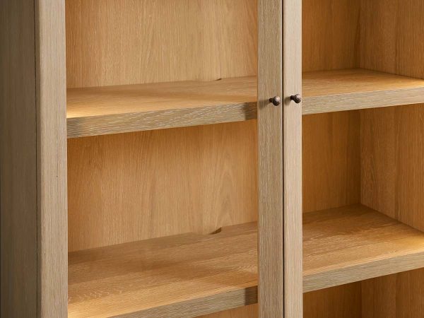 Nason Modular Glass Display Cabinets Oak Wood Tall Cabinets Large Bookcase with Integrated LED Lighting - Image 3