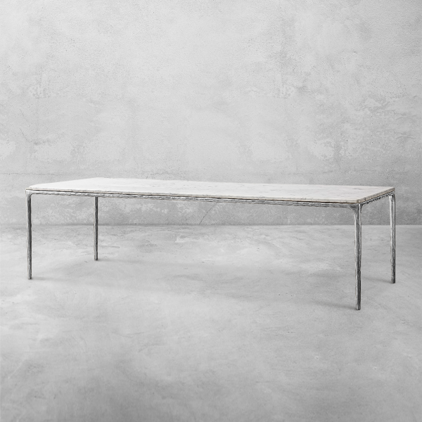 Thaddeus Metal Marble Rectangular Dining Table Hand-Forged Kitchen Table - Image 25
