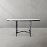 Thaddeus Metal Marble Round Dining Table Hand-Forged Kitchen Table - Image 6