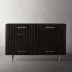 Finnley Wood Eight-Drawer Dresser with Marble or Bluestone Top Rural Chest Of 8 Drawers Cabinet
