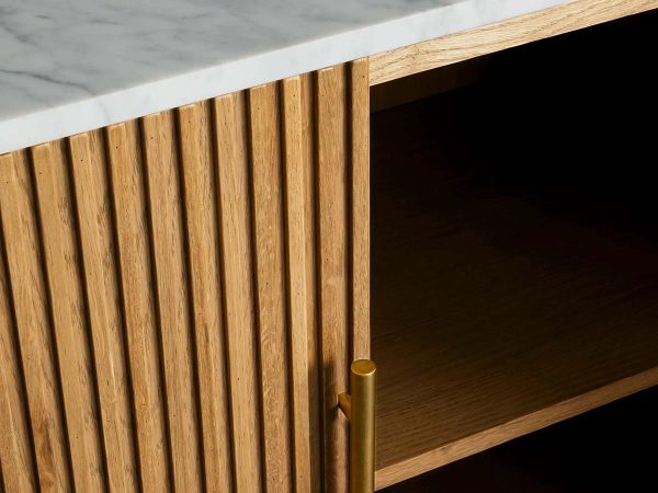 Finnley Wood Sideboard Marble Countertop Buffet Storage Cabinet Rural Entryways Cabinet - Image 7