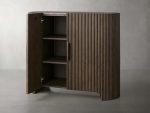 Astor Marble Top Hall Chest Oak Wood Sideboards Reeded Entrance Storage Cabinet - Image 5