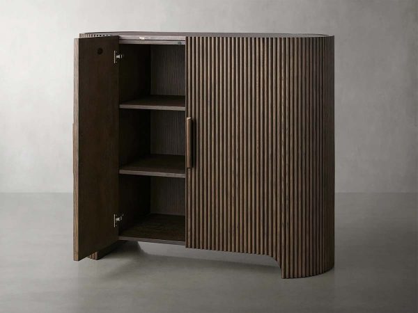 Astor Marble Top Hall Chest Oak Wood Sideboards Reeded Entrance Storage Cabinet - Image 5