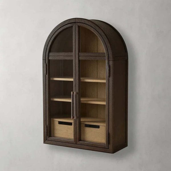 Hattie Medi Century  Style Wall Mounted Storage Cabinet Wood Arched Drawers Cabinet - Image 5
