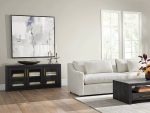 Bodhi Oak Media Console Wood TV Stand Side Cabinet Rustic Television Storage Unit Sideboard - Image 2
