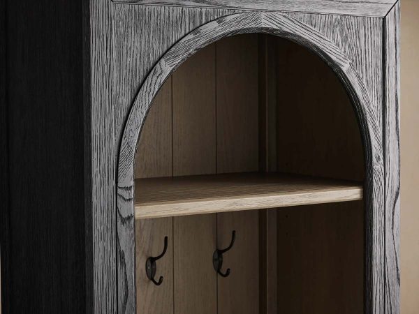 Hattie Oak Wood Entryway Cabinet Storage Tall Cabinet With Hooks - Image 3