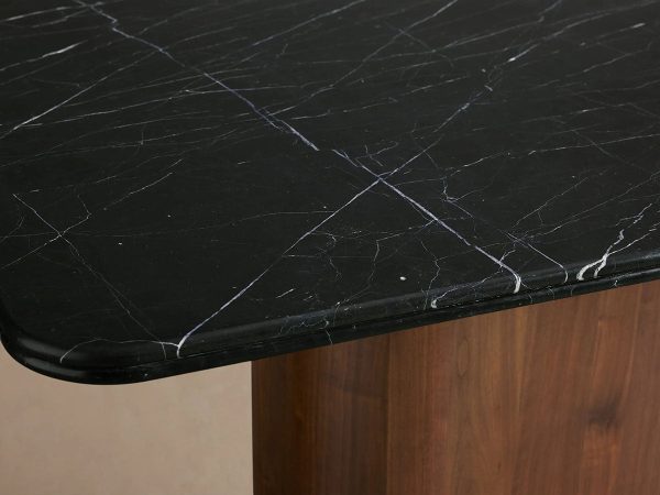 Caden Dining Table with Black Marquina Stone Top American Walnut Wood Base Luxury Style - Image 4