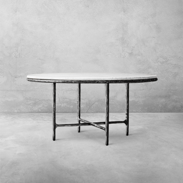 Thaddeus Metal Marble Round Dining Table Hand-Forged Kitchen Table - Image 22