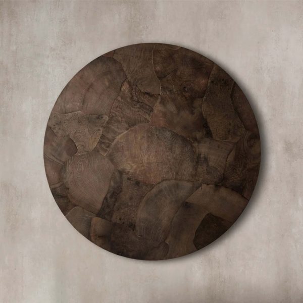 Pola Wood Round Coffee Table Wabi-Sabi Living Room Center Tea Table - Image 3
