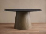 Saint Germain Round Wood Dining Table with Solid Oak Top Natural Wood Toulouse Base - Image 7