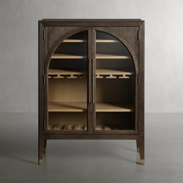 Hattie Wood Low Bar Cabinet Mid-century Modern Oak Wine cabinet - Image 4