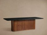 Caden Dining Table with Black Marquina Stone Top American Walnut Wood Base Luxury Style - Image 2