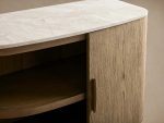 Danny Oak Wood Sideboards Cabinet Marble Top Buffet Cabinet Lockers - Image 6