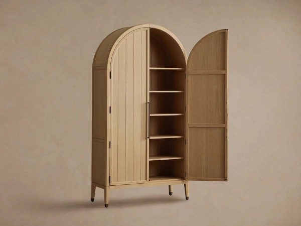 Hattie Oak Storage Cabinet Living Room Wood Tall Display Cabinet Bookcase - Image 2