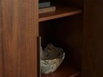 Caden Wood Door Tall Storage Cabinet Walnut Curio Display Cabinet dining Entryway China Cabinet - Image 8