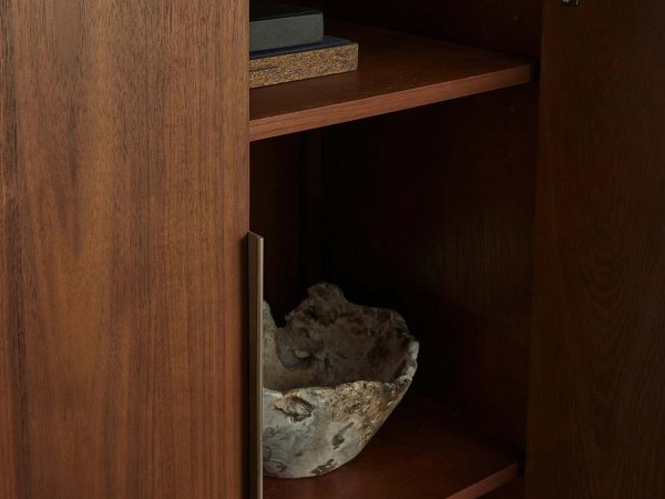 Caden Wood Door Tall Storage Cabinet Walnut Curio Display Cabinet dining Entryway China Cabinet - Image 8