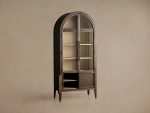Hattie Glass Tall Display Cabinet Oak Wood Living Room Storage Cabinet - Image 9