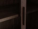 Malone Textured Leather Tall Display Cabinet Wood Storage Cabinet with Glass Doors - Image 10
