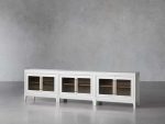 Rowan Modular Glass Door TV Stand Cabinet Mahogany Sideboard Wood Television Storage Unit - Image 3
