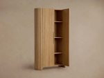 Astor Reeded Oak Tall Cabinet Living Room Bedroom Wood Storage Cabinet - Image 3