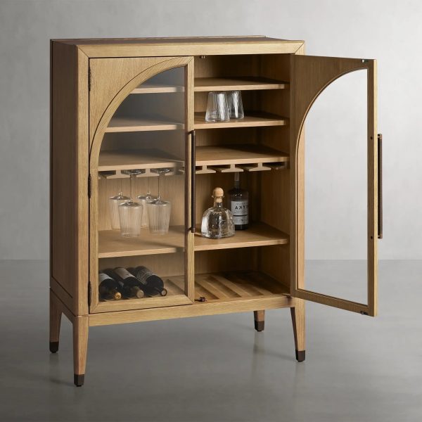 Hattie Wood Low Bar Cabinet Mid-century Modern Oak Wine cabinet - Image 8