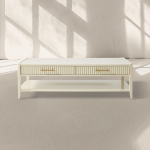Lewis 56" Modern Coffee Table Wood Sofa Center Tea Table with Fluted Drawers - Image 6